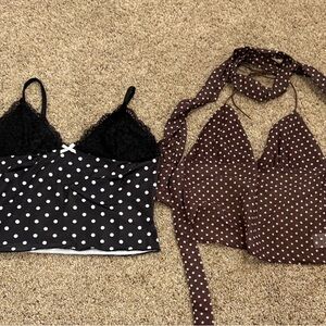 NWOT 2 Piece Polka Dot Crop Tops Set Size M
